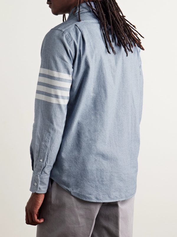 Button-Down Collar Striped Cotton-Flannel Shirt - BK Button-Down Collar Striped Cotton-Flannel Shirt - BK