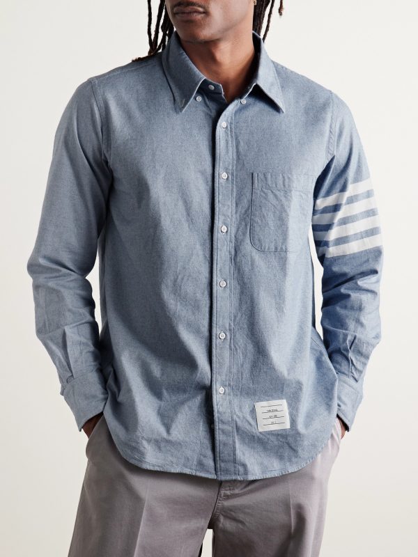 Button-Down Collar Striped Cotton-Flannel Shirt - FR Button-Down Collar Striped Cotton-Flannel Shirt - FR