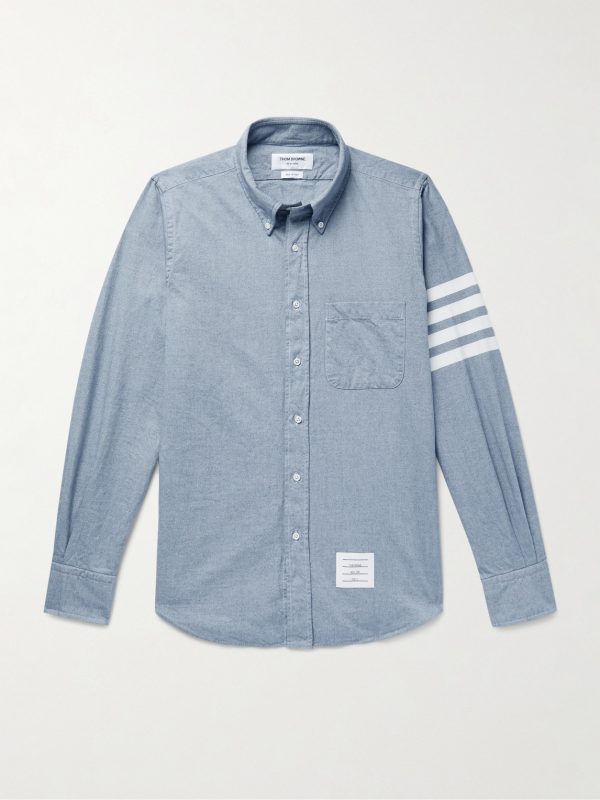 Button-Down Collar Striped Cotton-Flannel Shirt Button-Down Collar Striped Cotton-Flannel Shirt