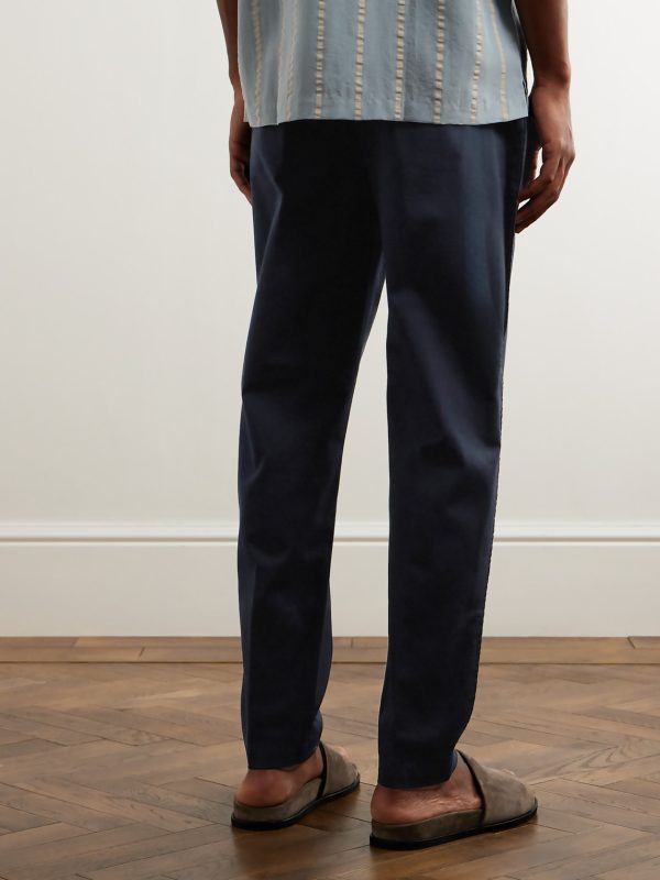 Tapered Cotton-Twill Drawstring Trousers - BK Tapered Cotton-Twill Drawstring Trousers - BK