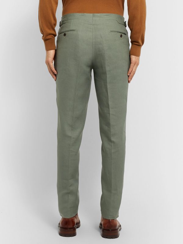 Tapered Pleated Linen Trousers - BK Tapered Pleated Linen Trousers - BK