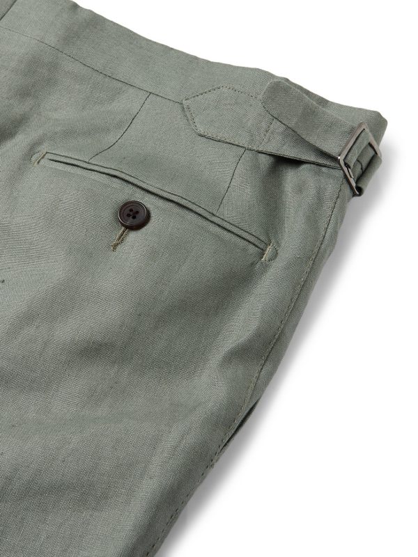 Tapered Pleated Linen Trousers - CU Tapered Pleated Linen Trousers - CU