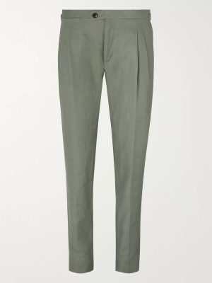 Tapered Pleated Linen Trousers Tapered Pleated Linen Trousers