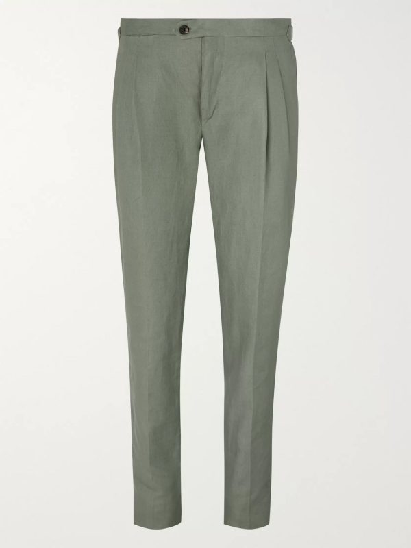 Tapered Pleated Linen Trousers Tapered Pleated Linen Trousers