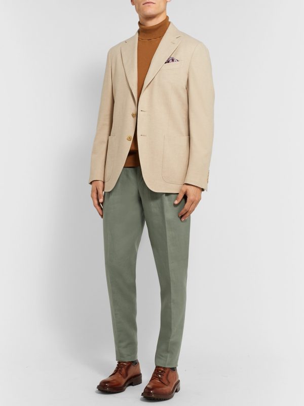 Tapered Pleated Linen Trousers - OU Tapered Pleated Linen Trousers - OU