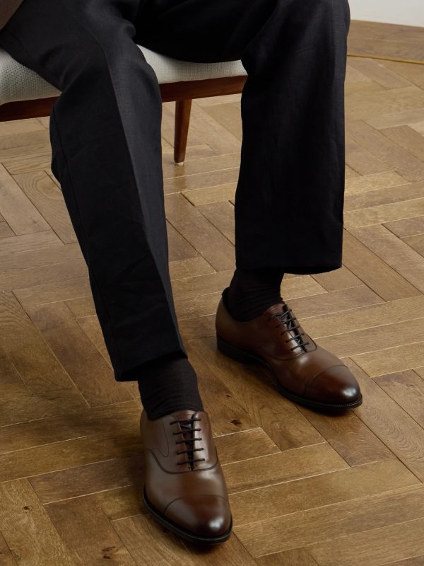 Chelsea Cap-Toe Burnished-Leather Oxford Shoes - OU Chelsea Cap-Toe Burnished-Leather Oxford Shoes - OU