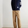 Slim-Fit Striped Loopback Cotton-Jersey Zip-Up Hoodie - OU Slim-Fit Striped Loopback Cotton-Jersey Zip-Up Hoodie - OU