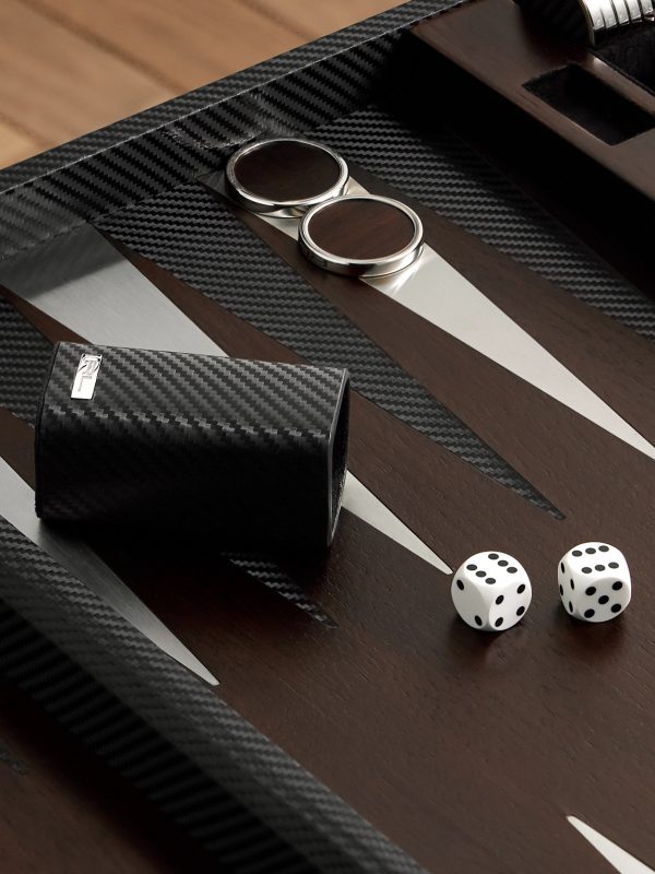 Sutton Walnut, Leather and Stainless Steel Backgammon Set - CU Sutton Walnut, Leather and Stainless Steel Backgammon Set - CU