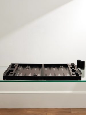 Sutton Walnut, Leather and Stainless Steel Backgammon Set Sutton Walnut, Leather and Stainless Steel Backgammon Set