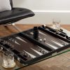 Sutton Walnut, Leather and Stainless Steel Backgammon Set - OU Sutton Walnut, Leather and Stainless Steel Backgammon Set - OU