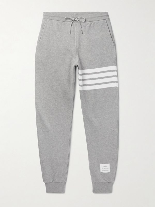 Tapered Striped Cotton-Jersey Sweatpants Tapered Striped Cotton-Jersey Sweatpants