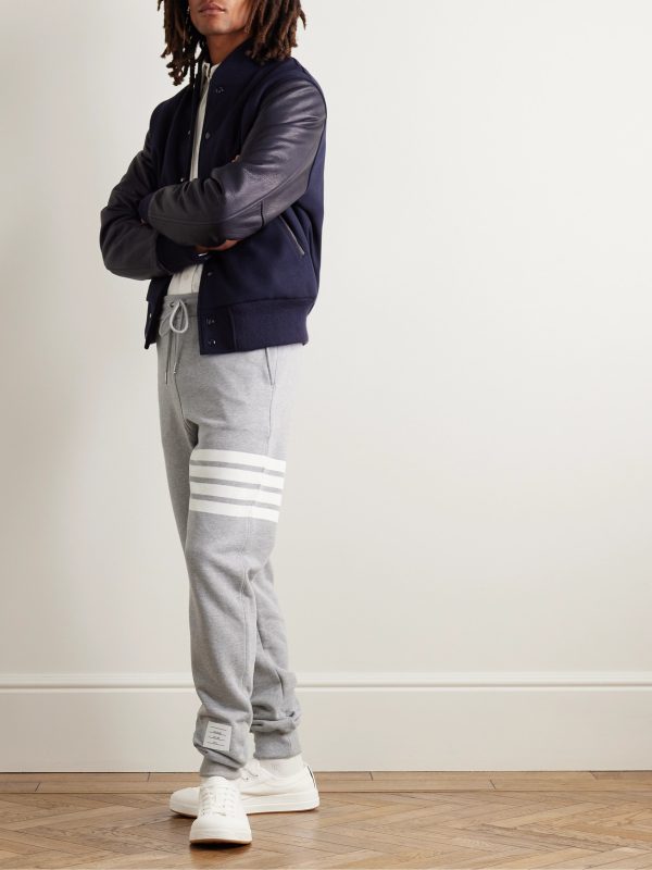 Tapered Striped Cotton-Jersey Sweatpants - OU Tapered Striped Cotton-Jersey Sweatpants - OU