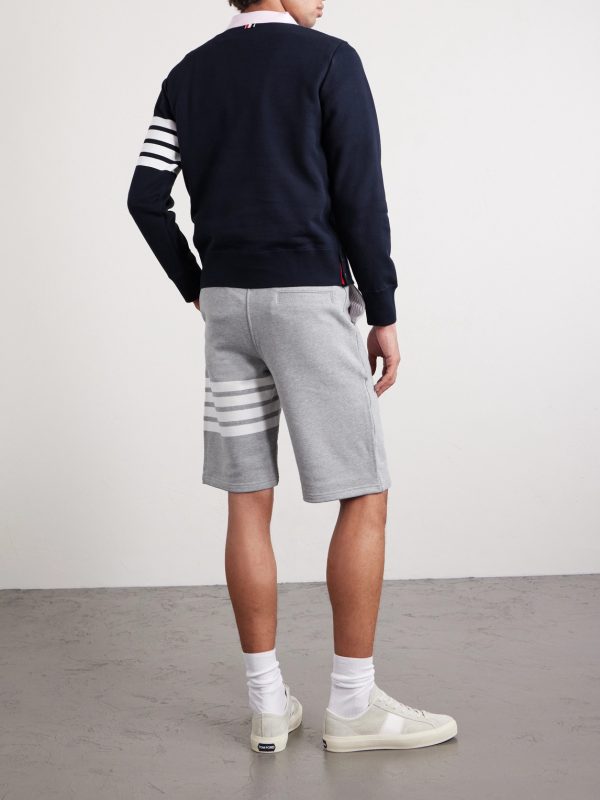Striped Loopback Cotton-Jersey Shorts - BK Striped Loopback Cotton-Jersey Shorts - BK