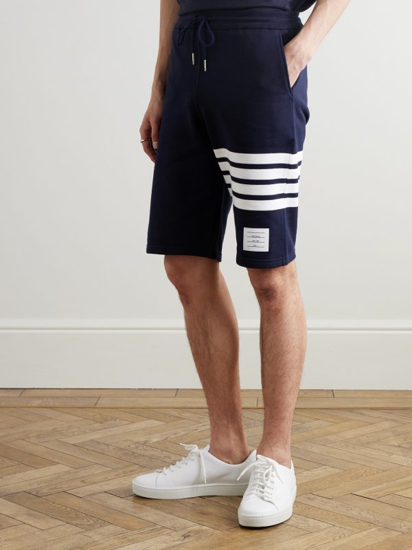 Striped Loopback Cotton-Jersey Shorts - FR Striped Loopback Cotton-Jersey Shorts - FR