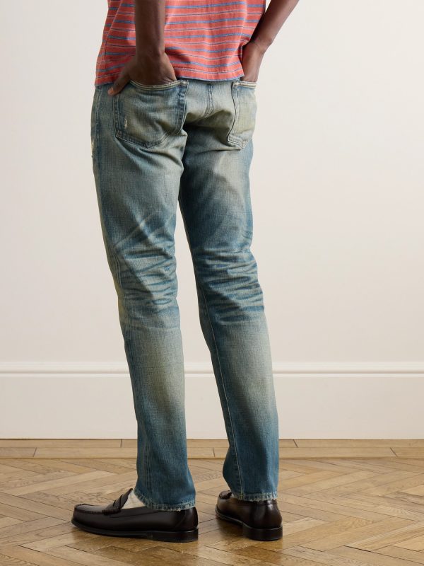 Ridgway Slim-Fit Distressed Selvedge Denim Jeans - BK Ridgway Slim-Fit Distressed Selvedge Denim Jeans - BK