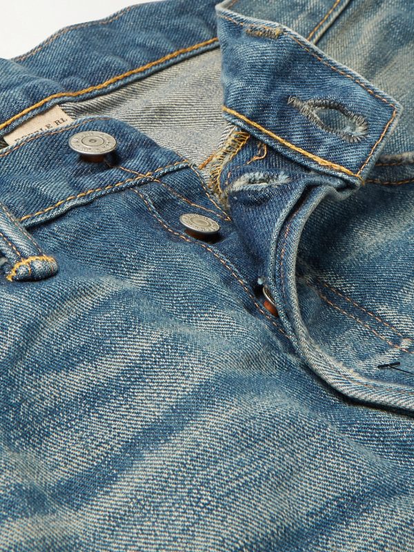 Ridgway Slim-Fit Distressed Selvedge Denim Jeans - E1 Ridgway Slim-Fit Distressed Selvedge Denim Jeans - E1