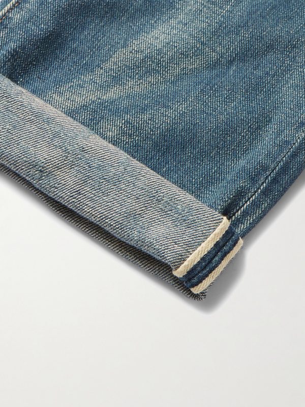 Ridgway Slim-Fit Distressed Selvedge Denim Jeans - E2 Ridgway Slim-Fit Distressed Selvedge Denim Jeans - E2