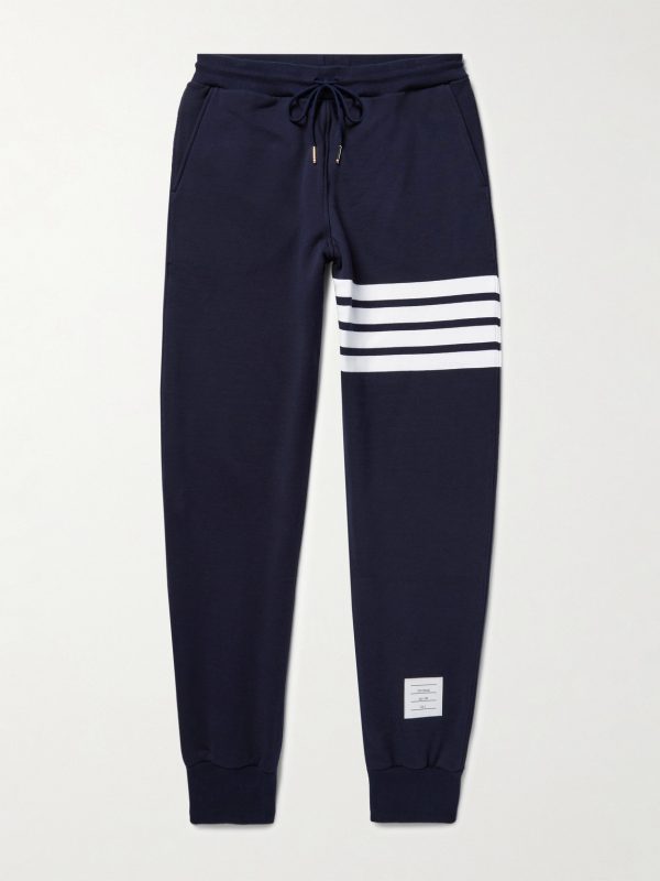 Tapered Striped Cotton-Jersey Sweatpants Tapered Striped Cotton-Jersey Sweatpants