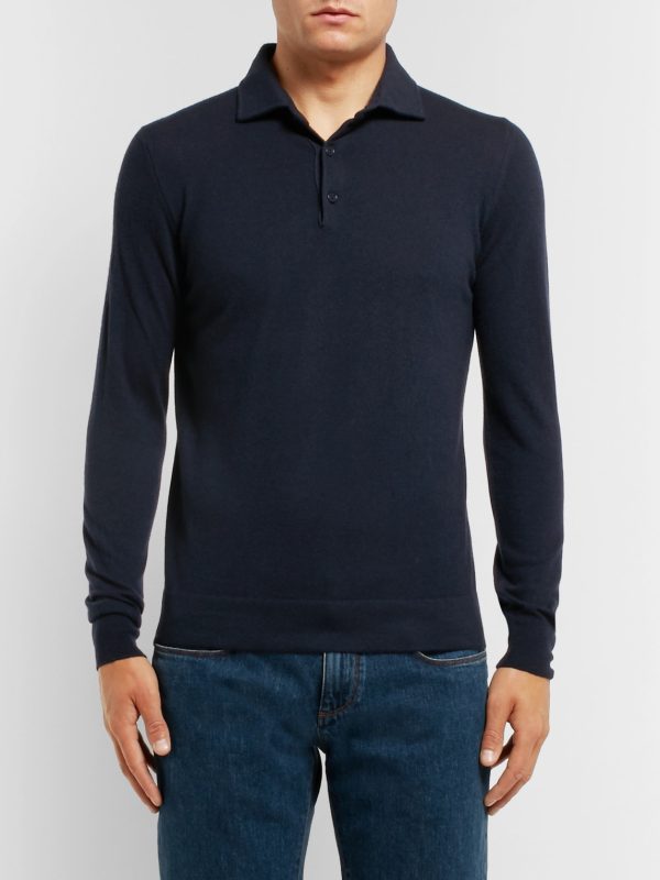 Slim-Fit Baby Cashmere Polo Shirt - FR