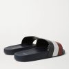 Basile Logo-Print Striped Leather Slides - BK