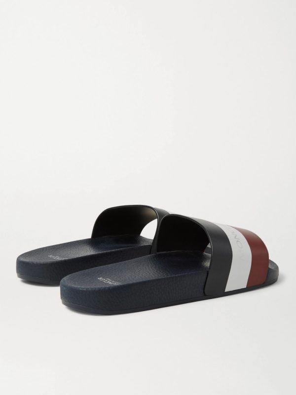 Basile Logo-Print Striped Leather Slides - BK