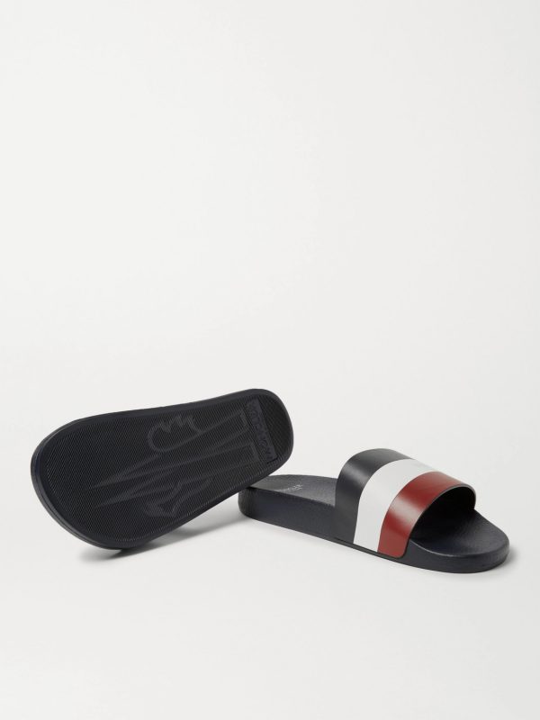 Basile Logo-Print Striped Leather Slides - E1