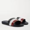 Basile Logo-Print Striped Leather Slides - FR