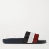 Basile Logo-Print Striped Leather Slides