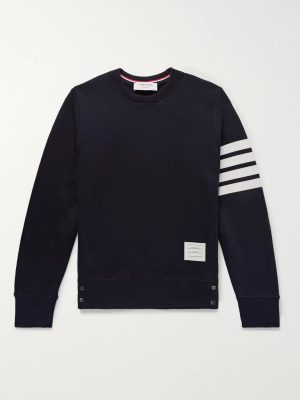 Slim-Fit Striped Loopback Cotton-Jersey Sweatshirt Slim-Fit Striped Loopback Cotton-Jersey Sweatshirt