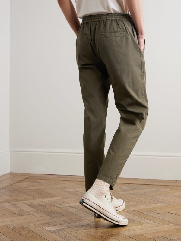 Tapered Cotton-Twill Drawstring Trousers - BK Tapered Cotton-Twill Drawstring Trousers - BK