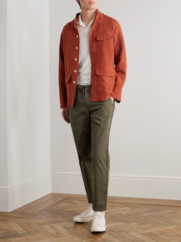 Tapered Cotton-Twill Drawstring Trousers - OU Tapered Cotton-Twill Drawstring Trousers - OU