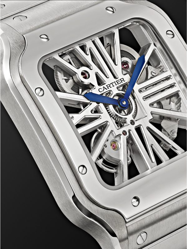 Santos de Cartier Skeleton Hand-Wound 39.8mm Interchangeable Stainless Steel and Alligator Watch - CU Santos de Cartier Skeleton Hand-Wound 39.8mm Interchangeable Stainless Steel and Alligator Watch - CU