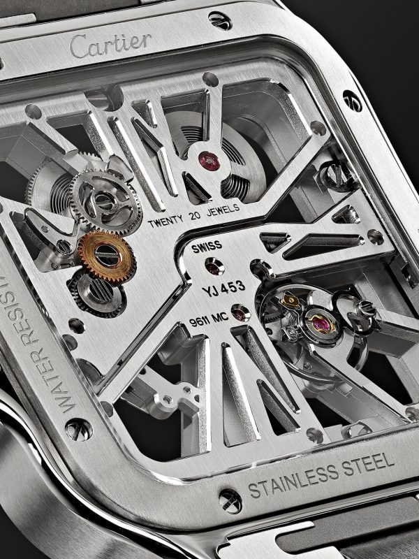 Santos de Cartier Skeleton Hand-Wound 39.8mm Interchangeable Stainless Steel and Alligator Watch - E1 Santos de Cartier Skeleton Hand-Wound 39.8mm Interchangeable Stainless Steel and Alligator Watch - E1