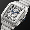 Santos de Cartier Skeleton Hand-Wound 39.8mm Interchangeable Stainless Steel and Alligator Watch - FR Santos de Cartier Skeleton Hand-Wound 39.8mm Interchangeable Stainless Steel and Alligator Watch - FR