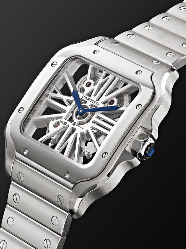 Santos de Cartier Skeleton Hand-Wound 39.8mm Interchangeable Stainless Steel and Alligator Watch - FR Santos de Cartier Skeleton Hand-Wound 39.8mm Interchangeable Stainless Steel and Alligator Watch - FR