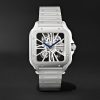 Santos de Cartier Skeleton Hand-Wound 39.8mm Interchangeable Stainless Steel and Alligator Watch Santos de Cartier Skeleton Hand-Wound 39.8mm Interchangeable Stainless Steel and Alligator Watch