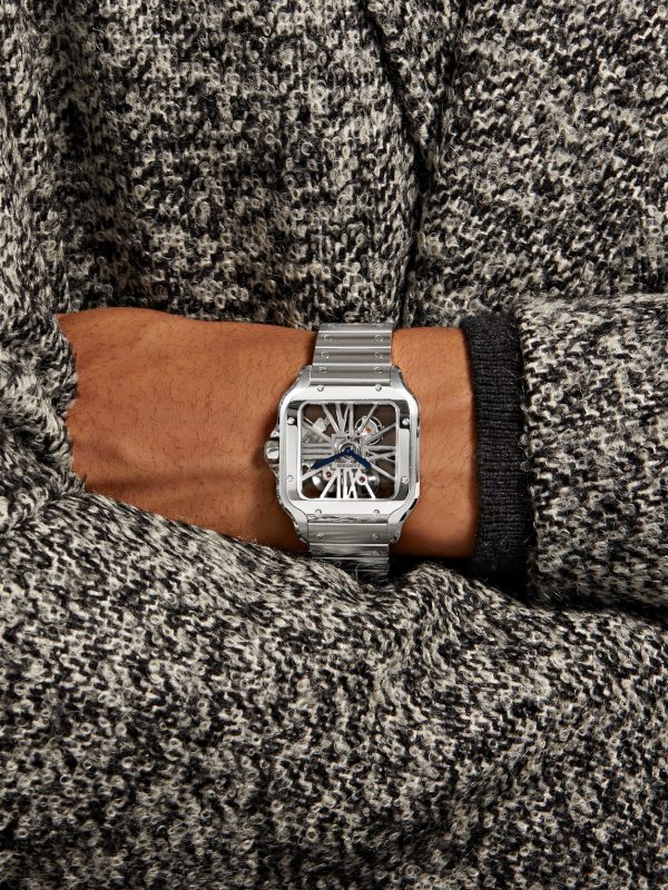 Santos de Cartier Skeleton Hand-Wound 39.8mm Interchangeable Stainless Steel and Alligator Watch - OU Santos de Cartier Skeleton Hand-Wound 39.8mm Interchangeable Stainless Steel and Alligator Watch - OU