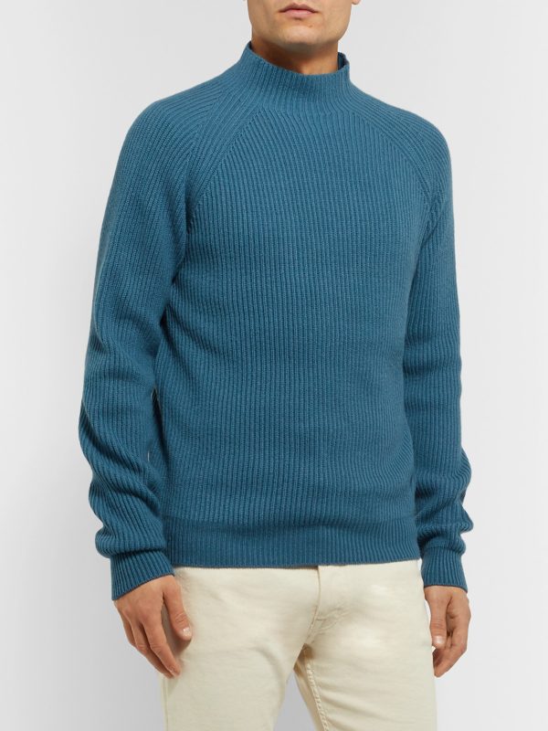 Ribbed Baby Cashmere Mock-Neck Sweater - FR Ribbed Baby Cashmere Mock-Neck Sweater - FR