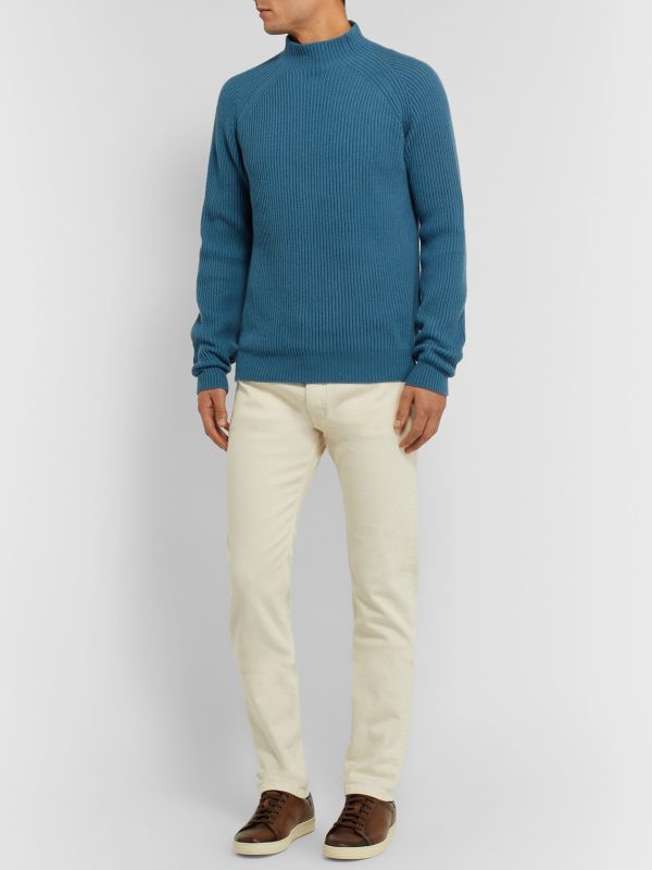 Ribbed Baby Cashmere Mock-Neck Sweater - OU Ribbed Baby Cashmere Mock-Neck Sweater - OU