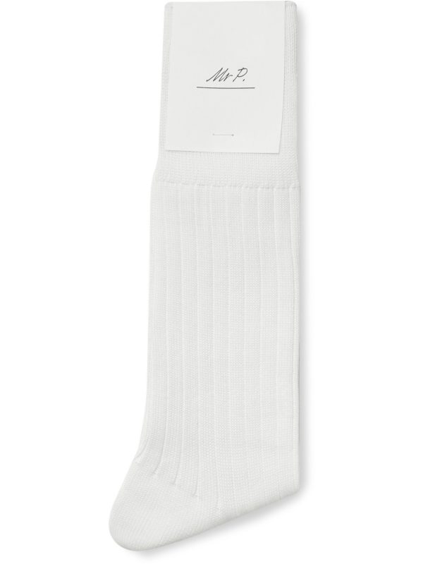 Ribbed Cotton-Blend Socks - E1