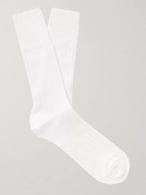Ribbed Cotton-Blend Socks