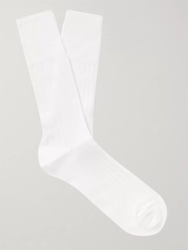 Ribbed Cotton-Blend Socks