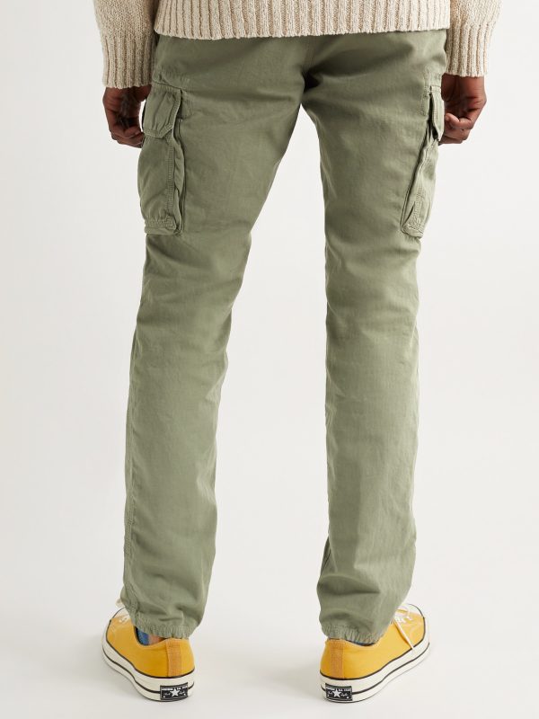 Slim-Fit Cotton and Linen-Blend Cargo Trousers - BK Slim-Fit Cotton and Linen-Blend Cargo Trousers - BK